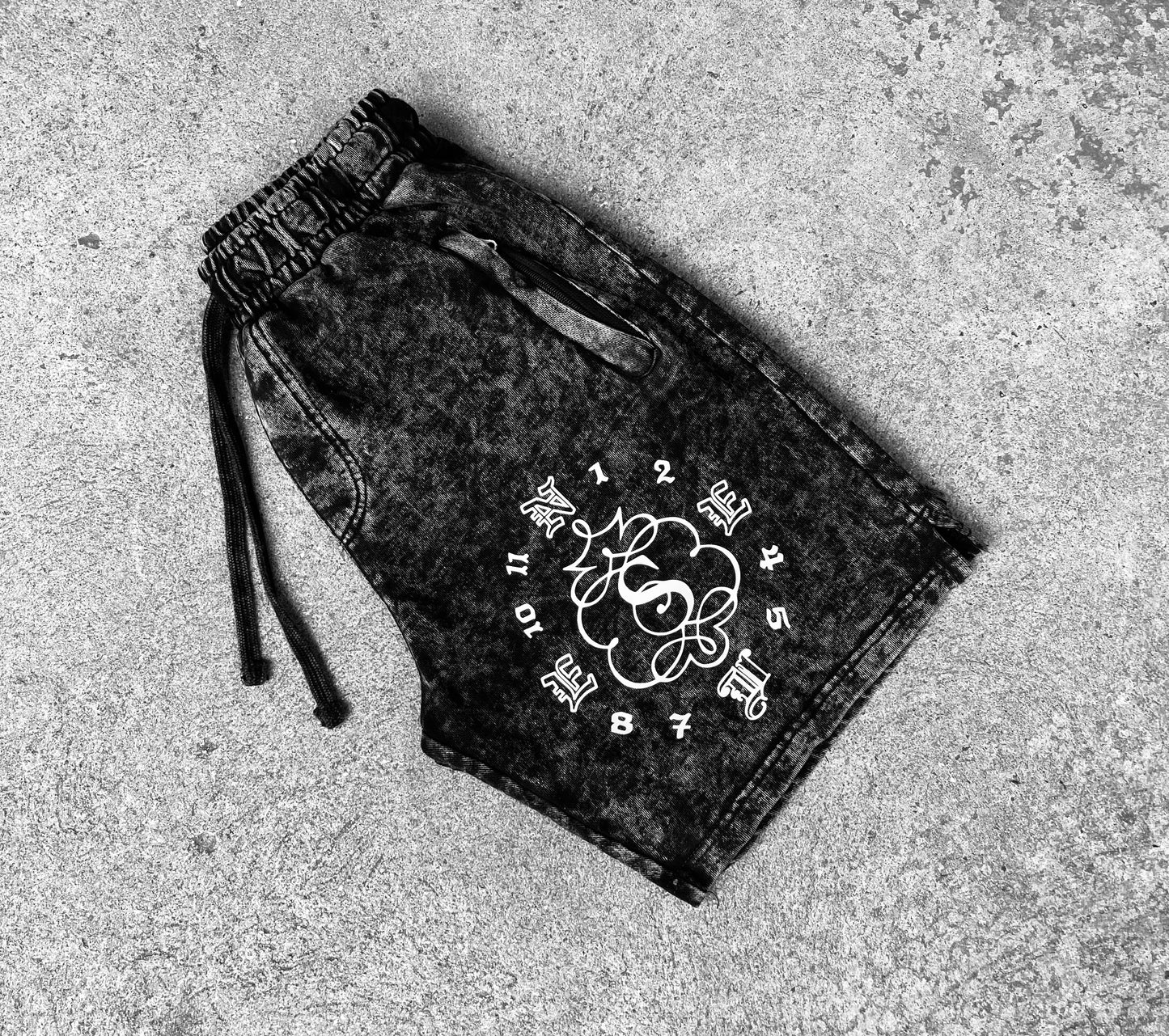 “ TIME WILL TELL “ Acid Wash Shorts