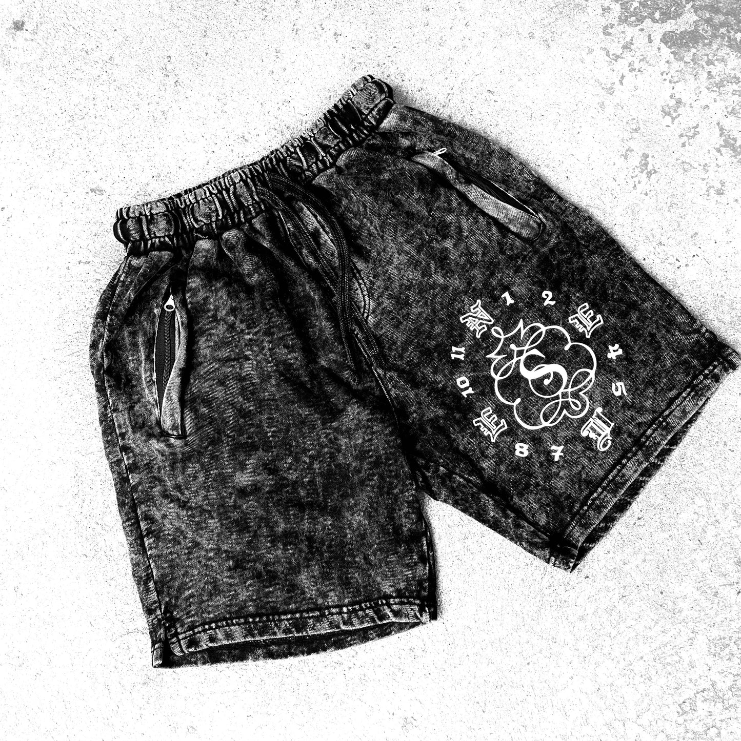 “ TIME WILL TELL “ Acid Wash Shorts